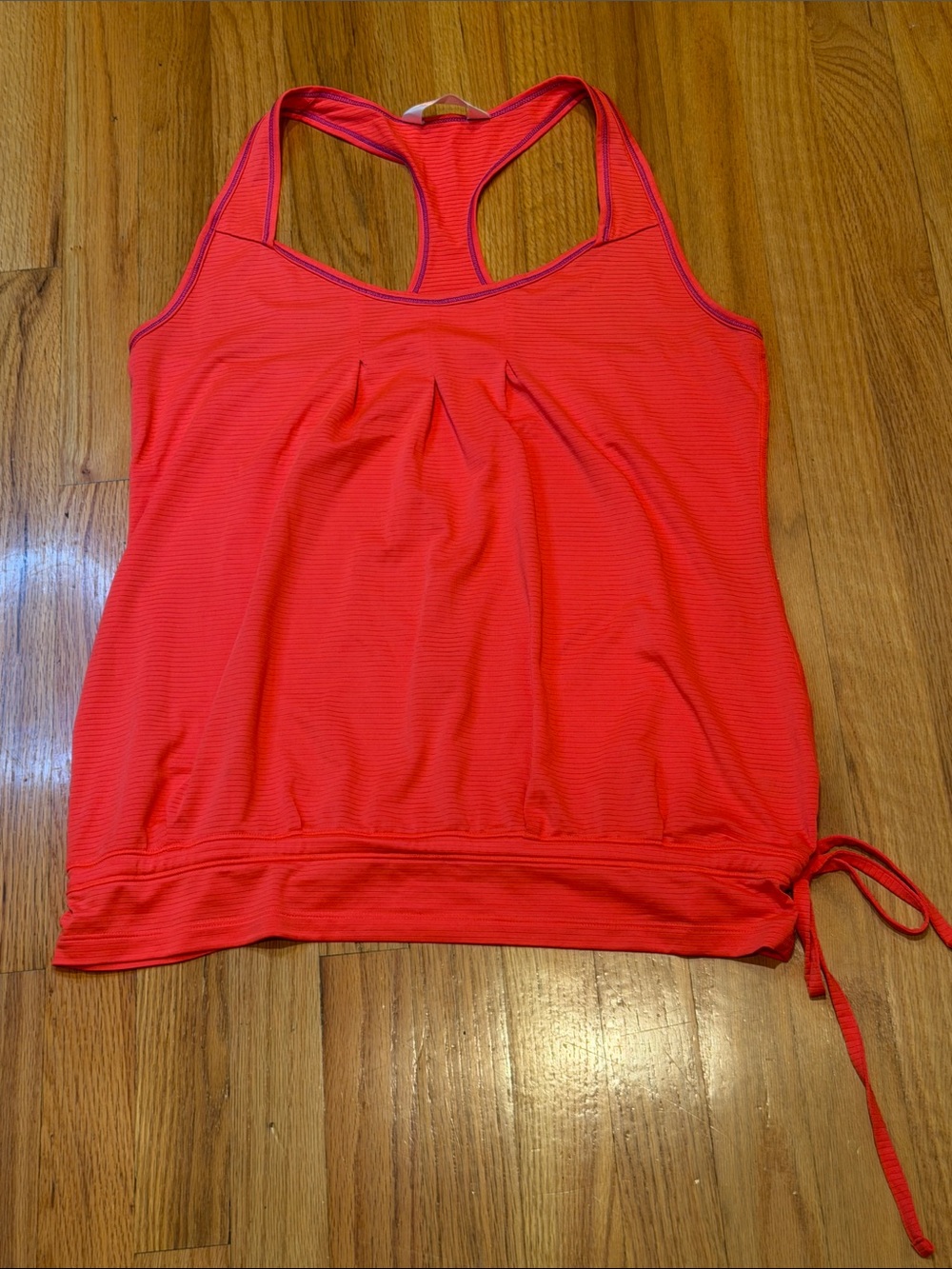 The North Face Women Large Coral Red Racerback Running Exercise Tie Hip Tank Top